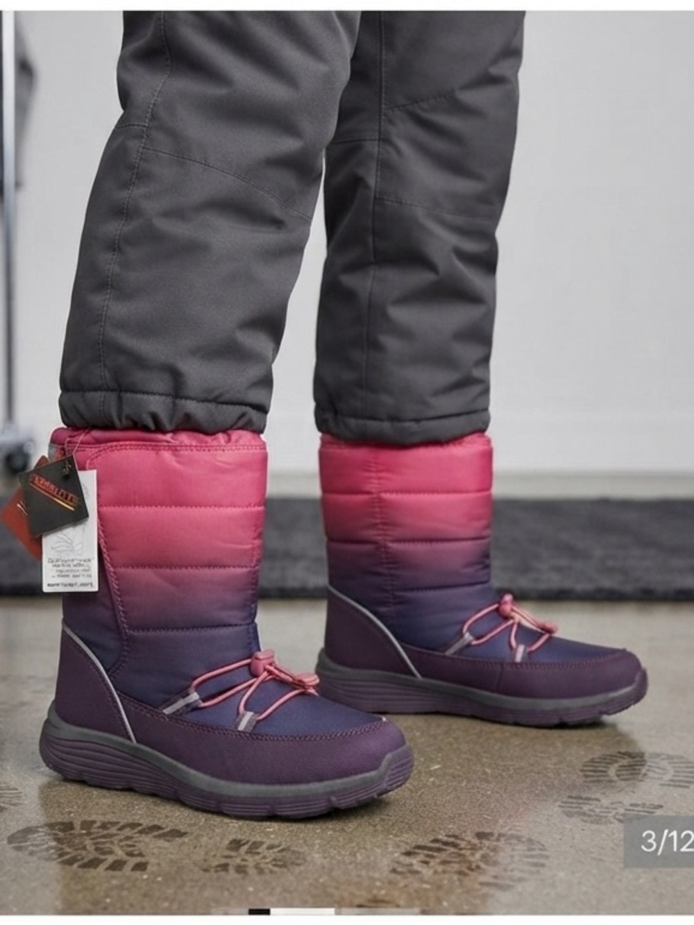 Land’s End Girls “Snow Flurry” Insulated Boots in Winter Violet Ombre - 5 M Yout